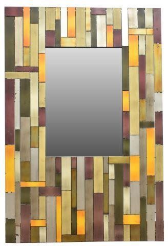 Appraisal: Contemporary hanging wall mirror late th c having sectioned metal