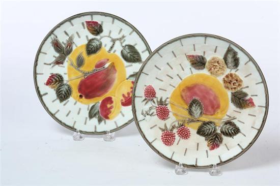 Appraisal: TWO MAJOLICA PLATES English nd half- th century Argenta fruit