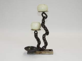 Appraisal: Matt Evald Johnson Industrial Chain Candelabra MASSACHUSETTS b A steel