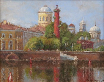 Appraisal: Michael Eman Russian born St Petersburg Strelka Oil on canvas