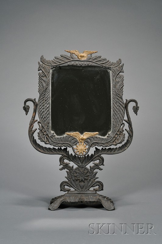 Appraisal: Cast Iron Dressing Mirror with Gilt Eagles and Star America