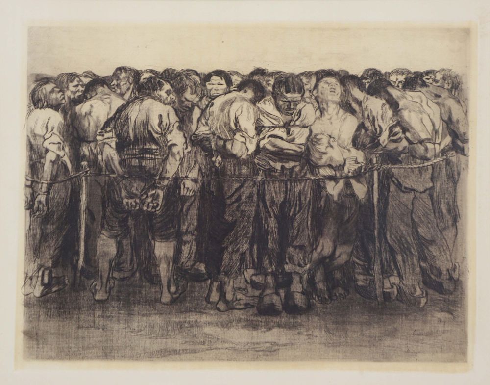 Appraisal: KATHE KOLLWITZ GERMAN - Etchign and drypoint Die Gefangenen Blindstamped