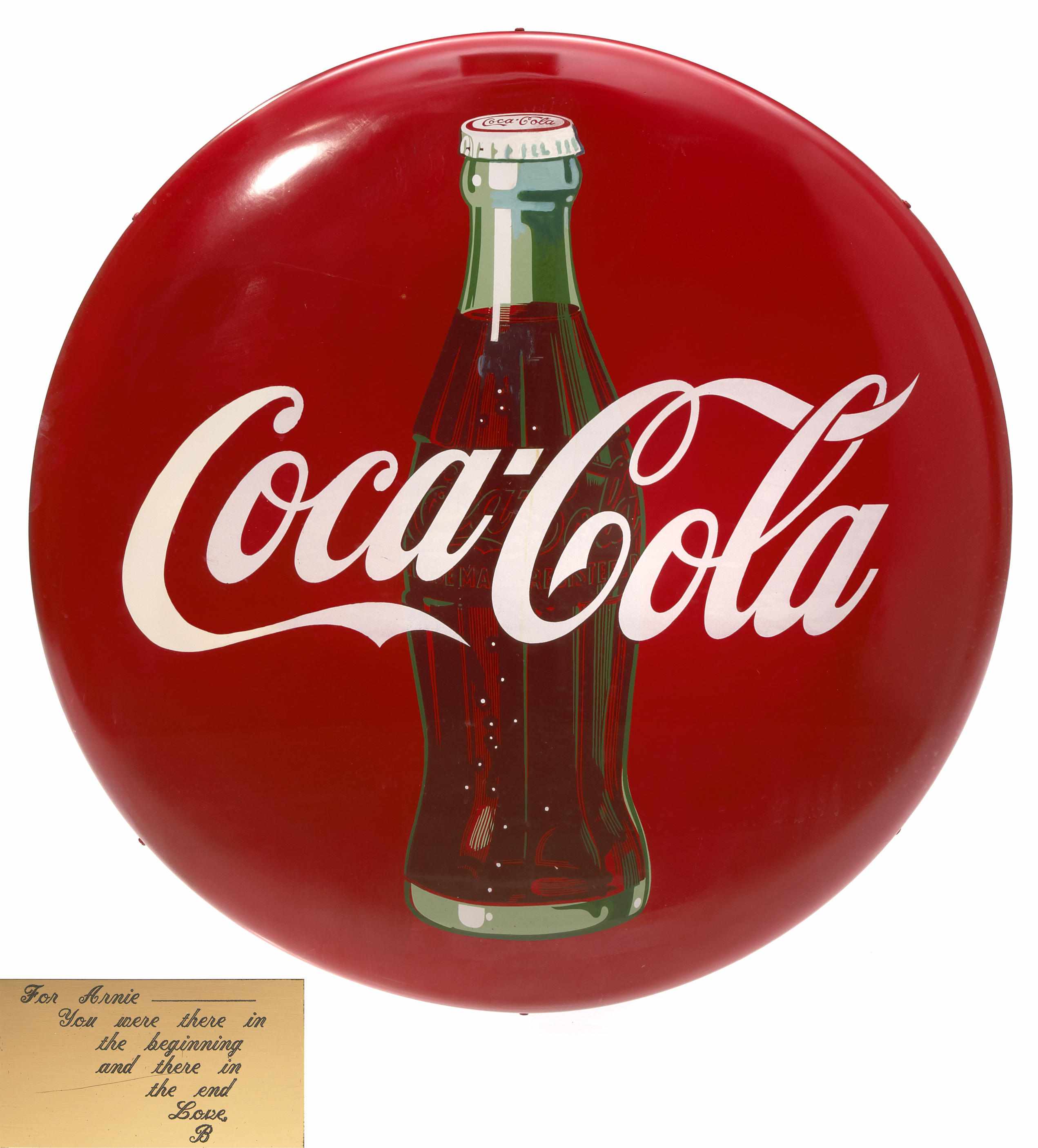 Appraisal: Barbra Streisand gift Large round red and white plastic Coca-Cola