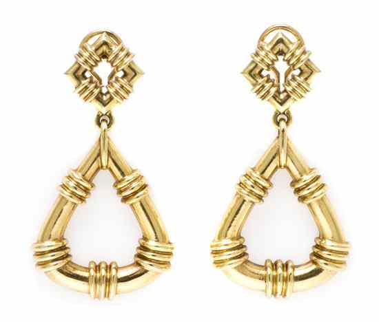 Appraisal: A Pair of Karat Yellow Gold Earclips in a textured