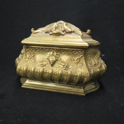 Appraisal: Victorian Bronze Inkwell hinged top rococo style double well