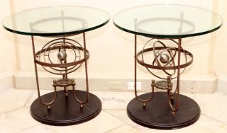 Appraisal: MAITLAND SMITH METAL AND GLASS TOP TABLES PAIR MAITLAND SMITH