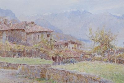 Appraisal: George Samuel Elgood - View of the village of Carciano