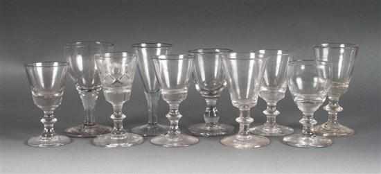 Appraisal: Ten assorted English mold blown and engraved glass wine stems