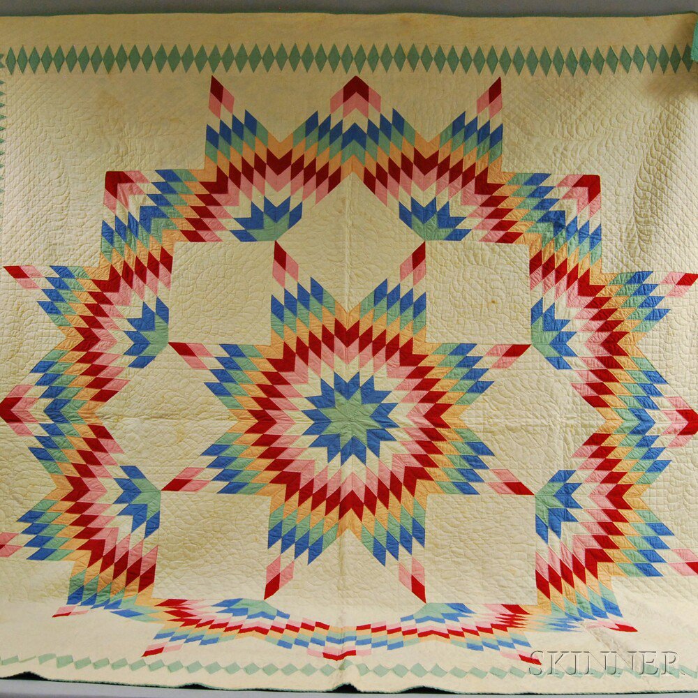 Appraisal: Pieced and Appliqued Star of Bethlehem Quilt early th century