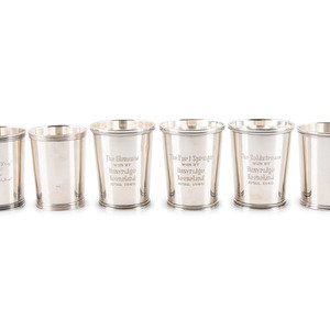 Appraisal: Six American Silver Julep Cups Mid th Century comprising three