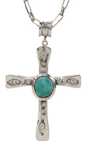 Appraisal: Native American sterling silver cross pendant signed Ben Begaye Navajo