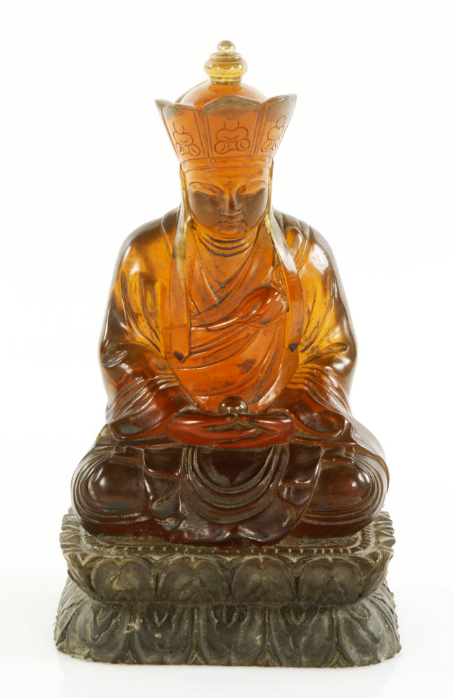 Appraisal: - Antique Chinese Carved Amber Buddha Antique Chinese caved Buddha