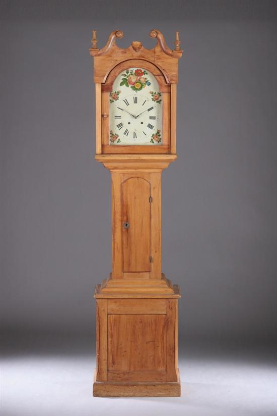 Appraisal: CONTINENTAL MAPLE TALL-CASE CLOCK th century probably German With swan-neck