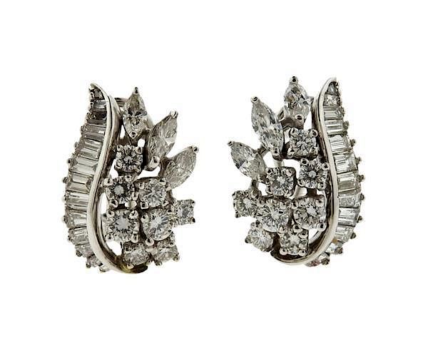 Appraisal: K Gold Diamond Cluster Earrings METAL K Gold GEMSTONES diamonds-