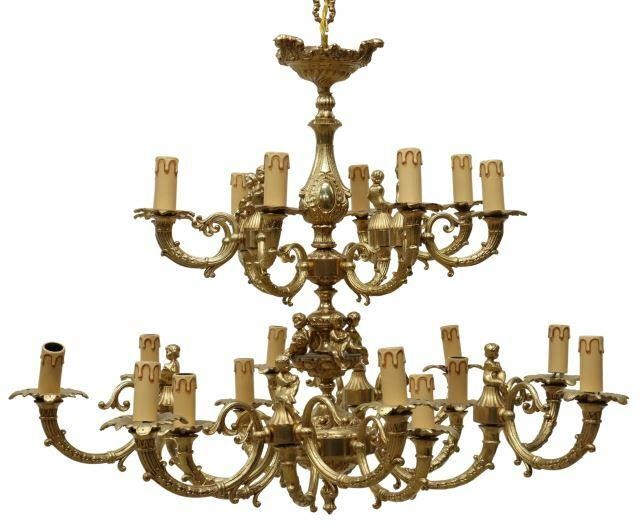 Appraisal: Italian gilt bronze chandelier th c twenty lights in two