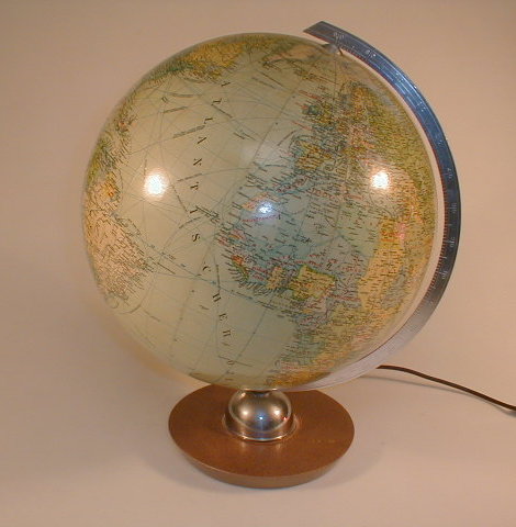 Appraisal: A thC JRO Globus German terrestrial globe lamp