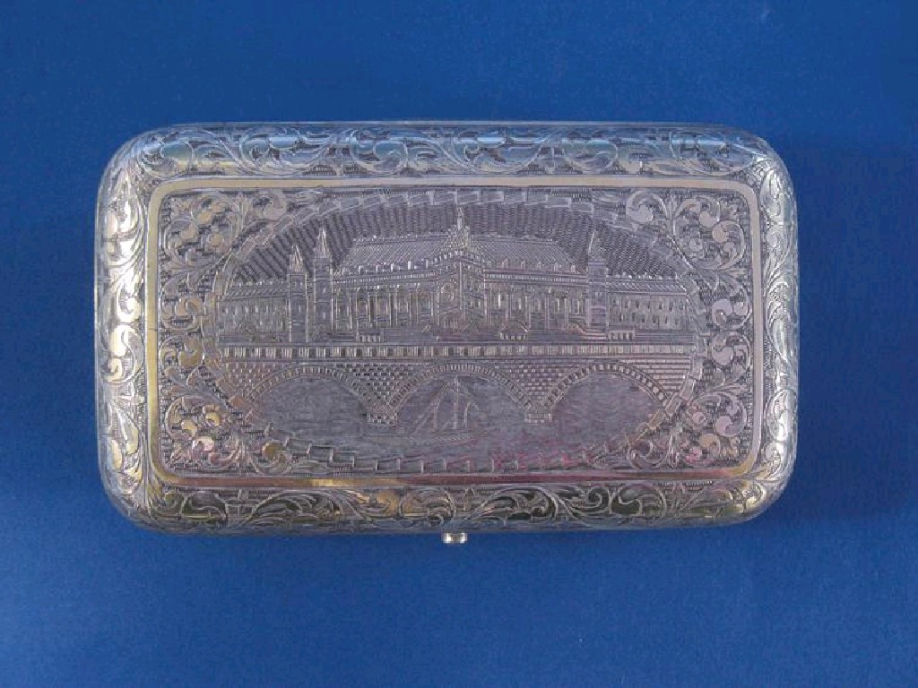 Appraisal: A CONTINENTAL CIGARETTE BOX of rectangular form the body decorated