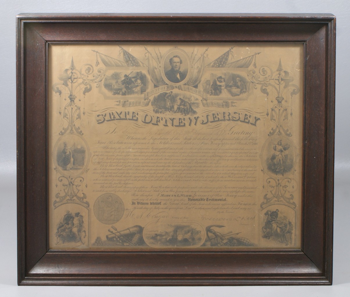 Appraisal: Civil War State of New Jersey volunteer certificate given to