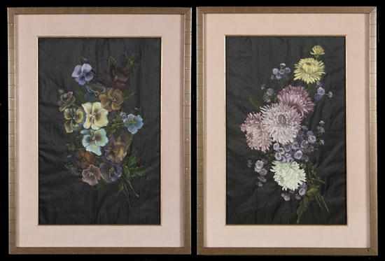 Appraisal: Pair of Floral Still Life paintings pastels framed Estimate -