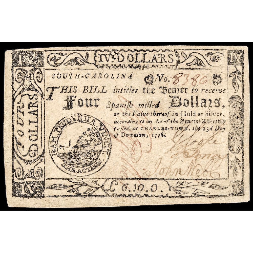 Appraisal: Colonial Currency South Carolina December Fully Signed PMG EF- South