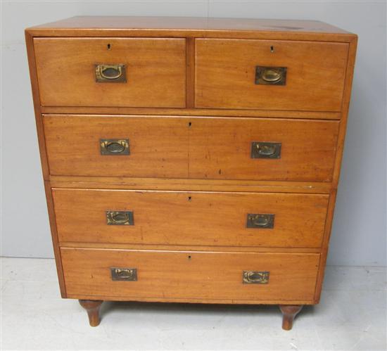 Appraisal: Late th century mahogany military chest with two short and