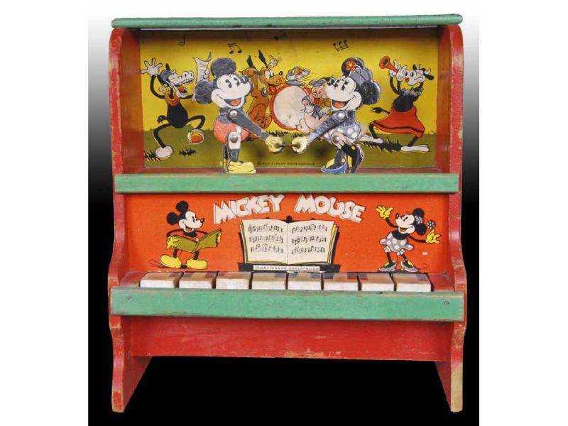 Appraisal: Walt Disney Mickey Minnie Mouse Wood Piano Toy Description -