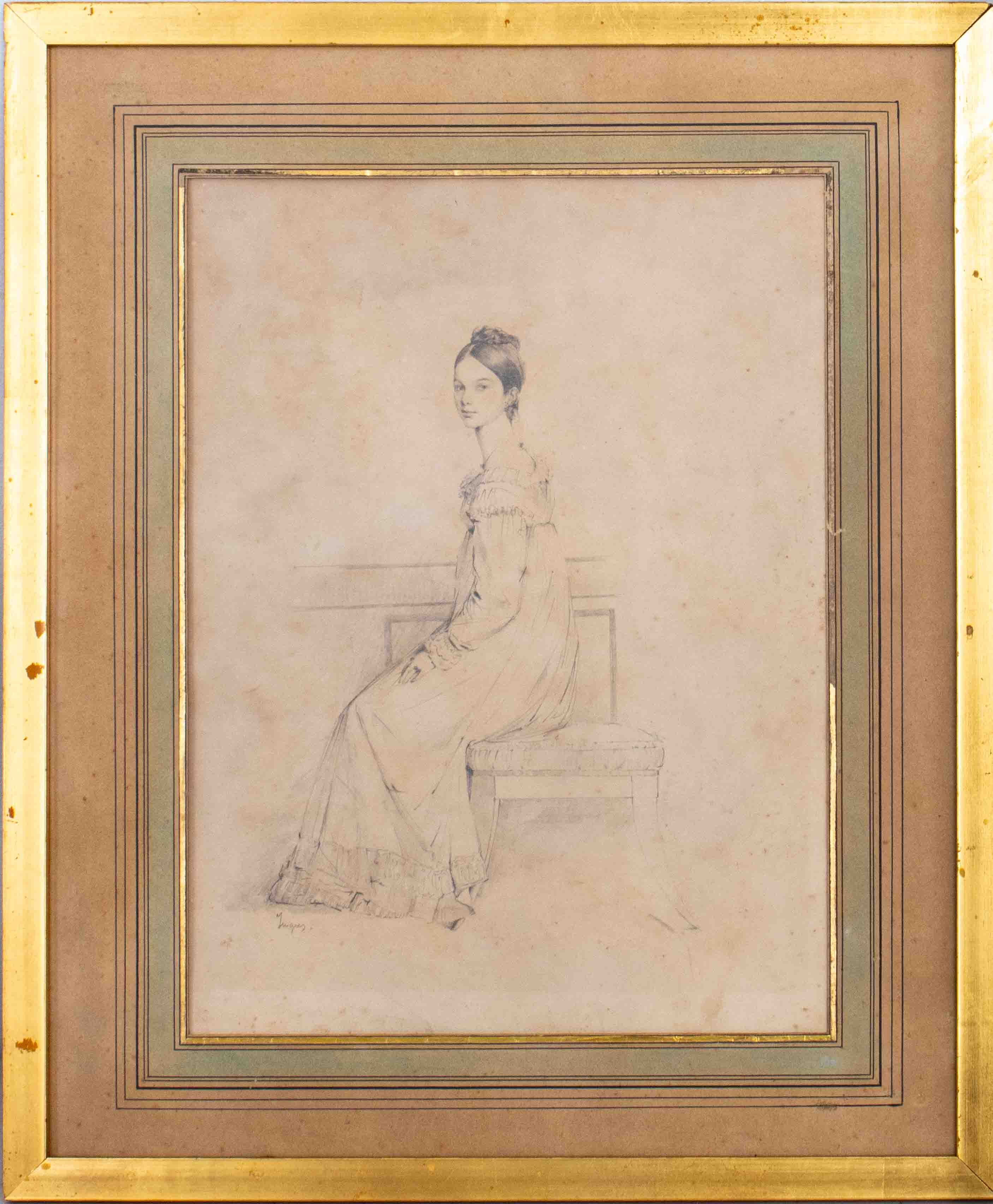 Appraisal: SIGNED INGRES ATALA VARCOLLIER STAMATY PORTRAIT Signed Jean-Auguste-Dominique Ingres French