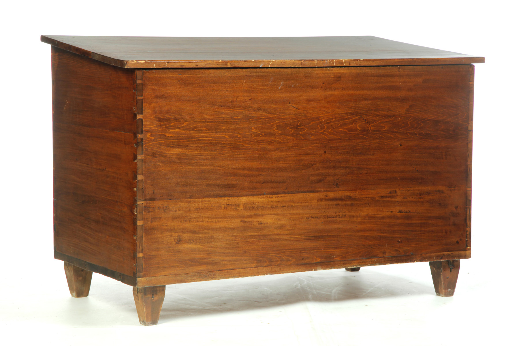 Appraisal: DOVETAILED SLANT LID THREE-WELL STORAGE BIN American mid th century