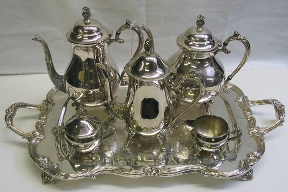 Appraisal: A FIVE PIECE SILVERPLATED COFFEE AND TEA SERVICE AND A