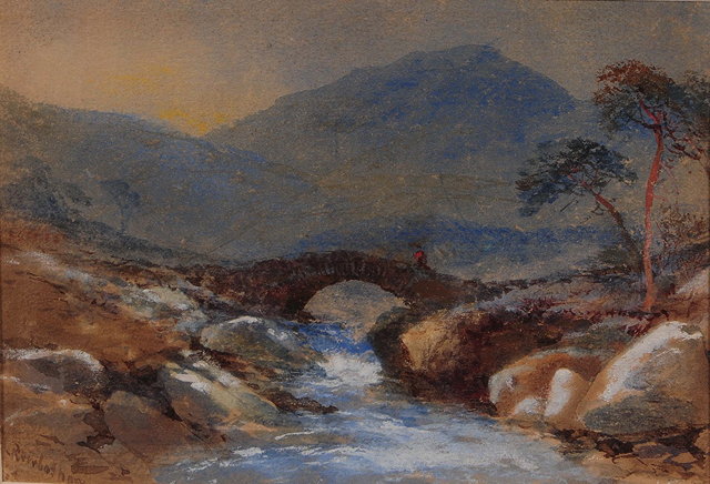 Appraisal: THOMAS CHARLES LEESON ROWBOTHAM - A mountain stream with figure