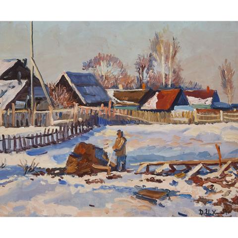 Appraisal: Dimitri Khamin - DECEMBER IN THE COUNTRY Russian Oil on