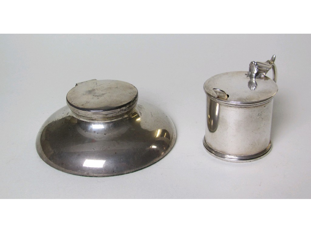 Appraisal: Lot comprising silver inkwell and a silver mustard pot no