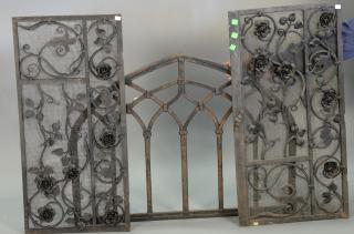 Appraisal: Iron three piece fireplace screen to include a gate ht