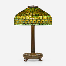 Appraisal: Tiffany Studios GREEK KEY TABLE LAMP USA c leaded glass