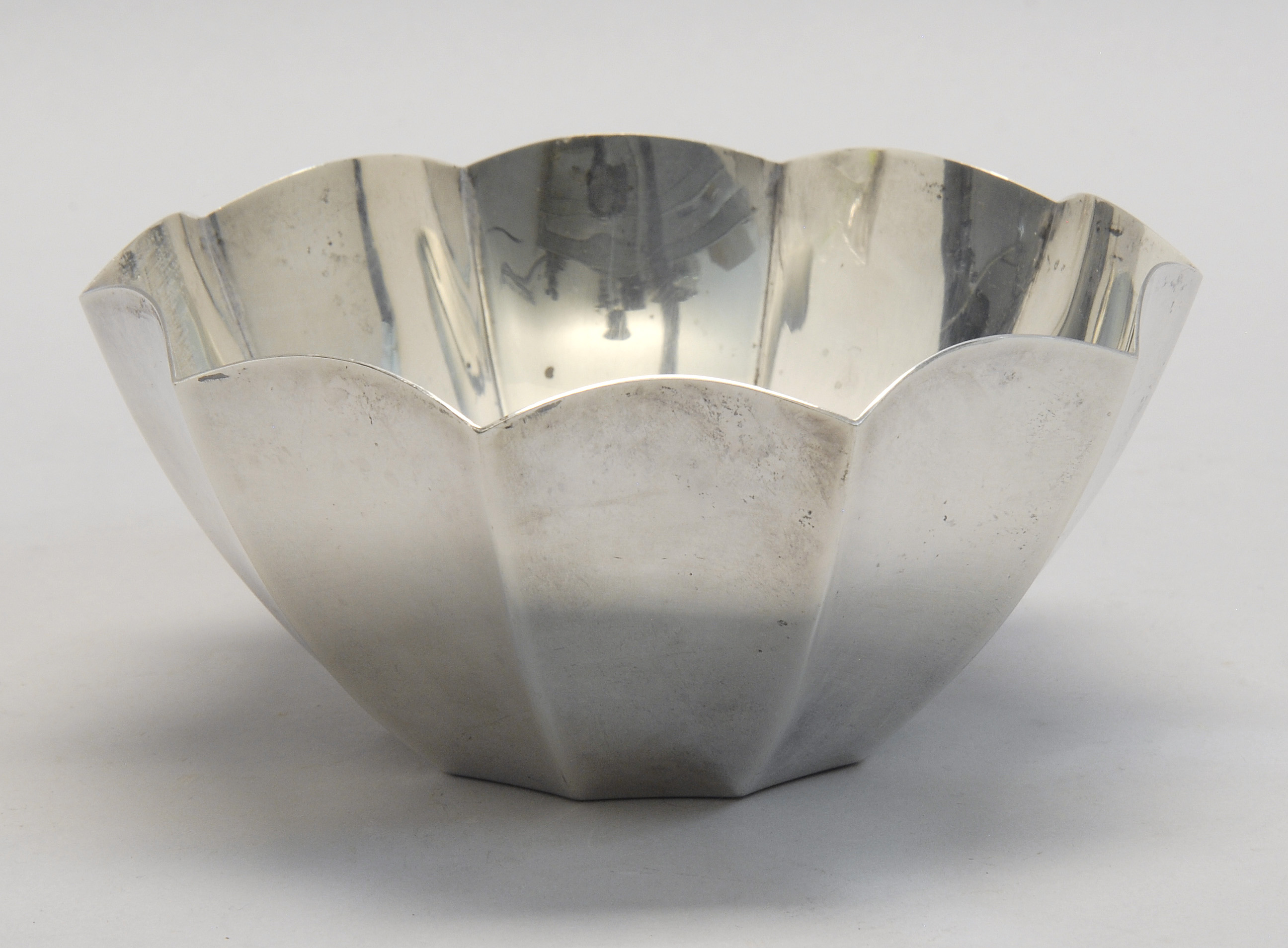 Appraisal: TIFFANY STERLING SILVER BOWL Circa sIn a ten-sided fluted form