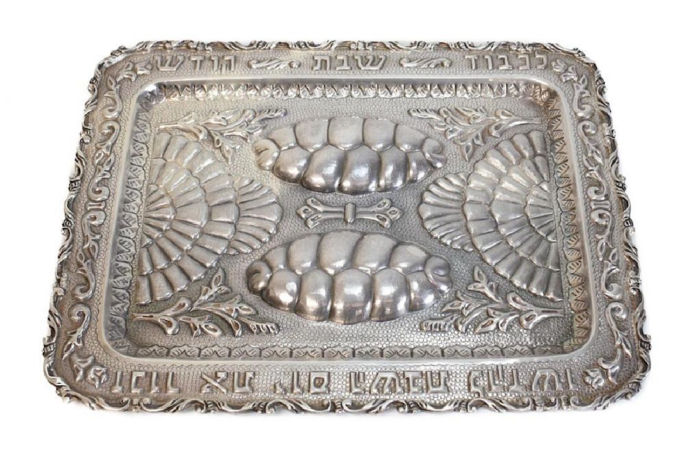 Appraisal: Thick Sterling Silver Challa Tray Mexico An ornate and thickly