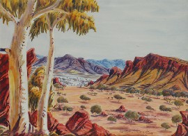 Appraisal: Oscar Namatjira - Macdonnell Ranges watercolour over pencil on paper