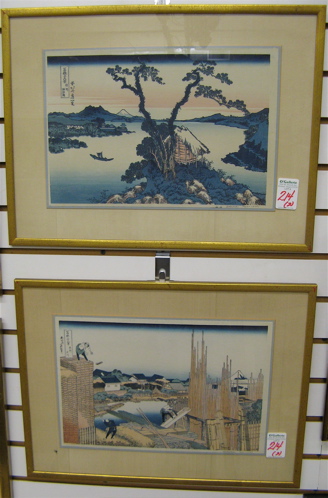 Appraisal: TWO JAPANESE COLOR WOODCUTS early th century after the originals