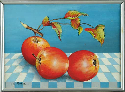 Appraisal: NADA MACKLIN American th Century RED APPLES Oil on canvas