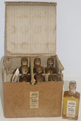 Appraisal: NYE WHALE OIL BOTTLES IN ORIGINAL SHIPPING BOX CA BOTTLE