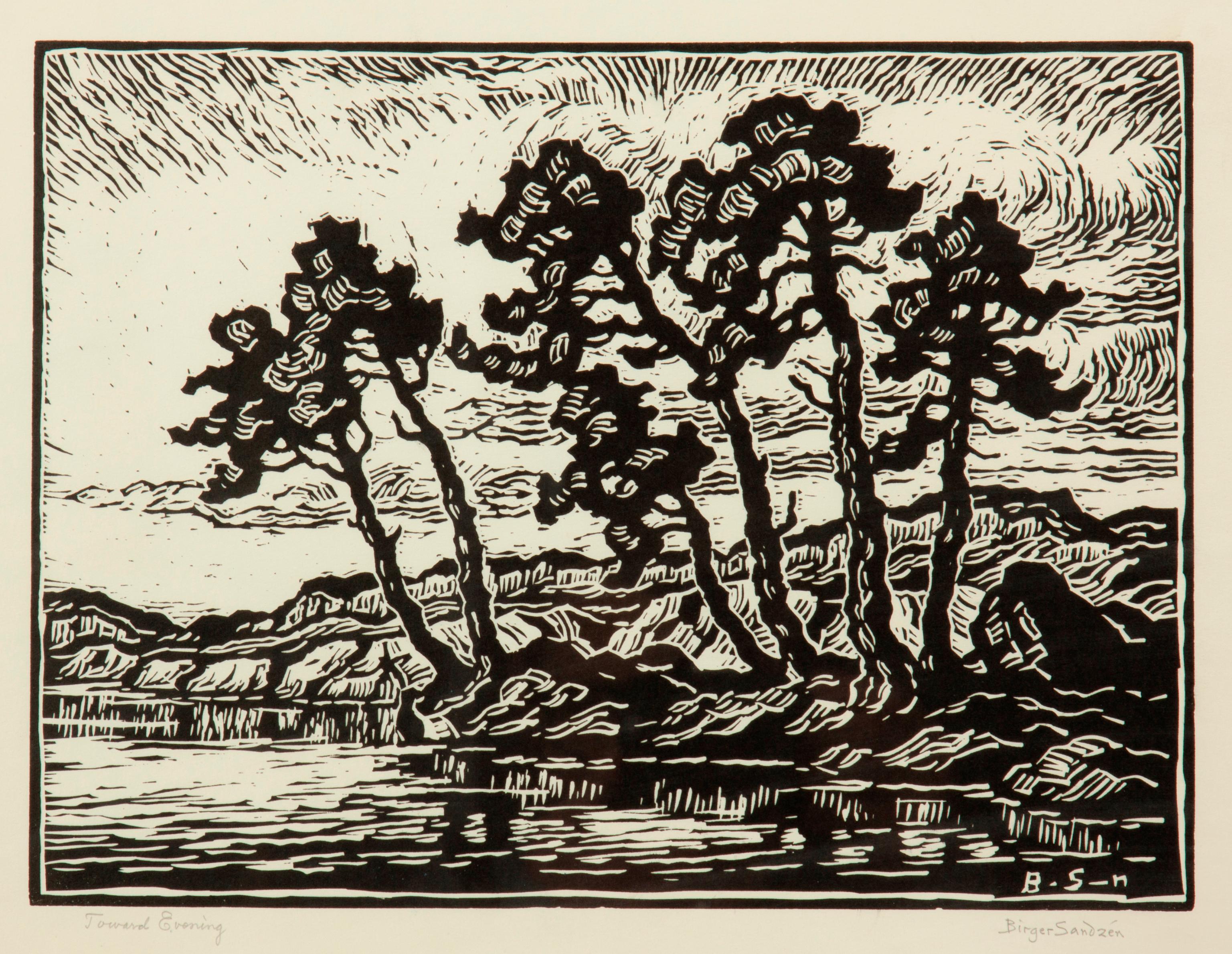 Appraisal: BIRGER SANDZEN 'TOWARD EVENING' PENCIL-SIGNED LINOCUT Birger Sandzen Swedish-American -