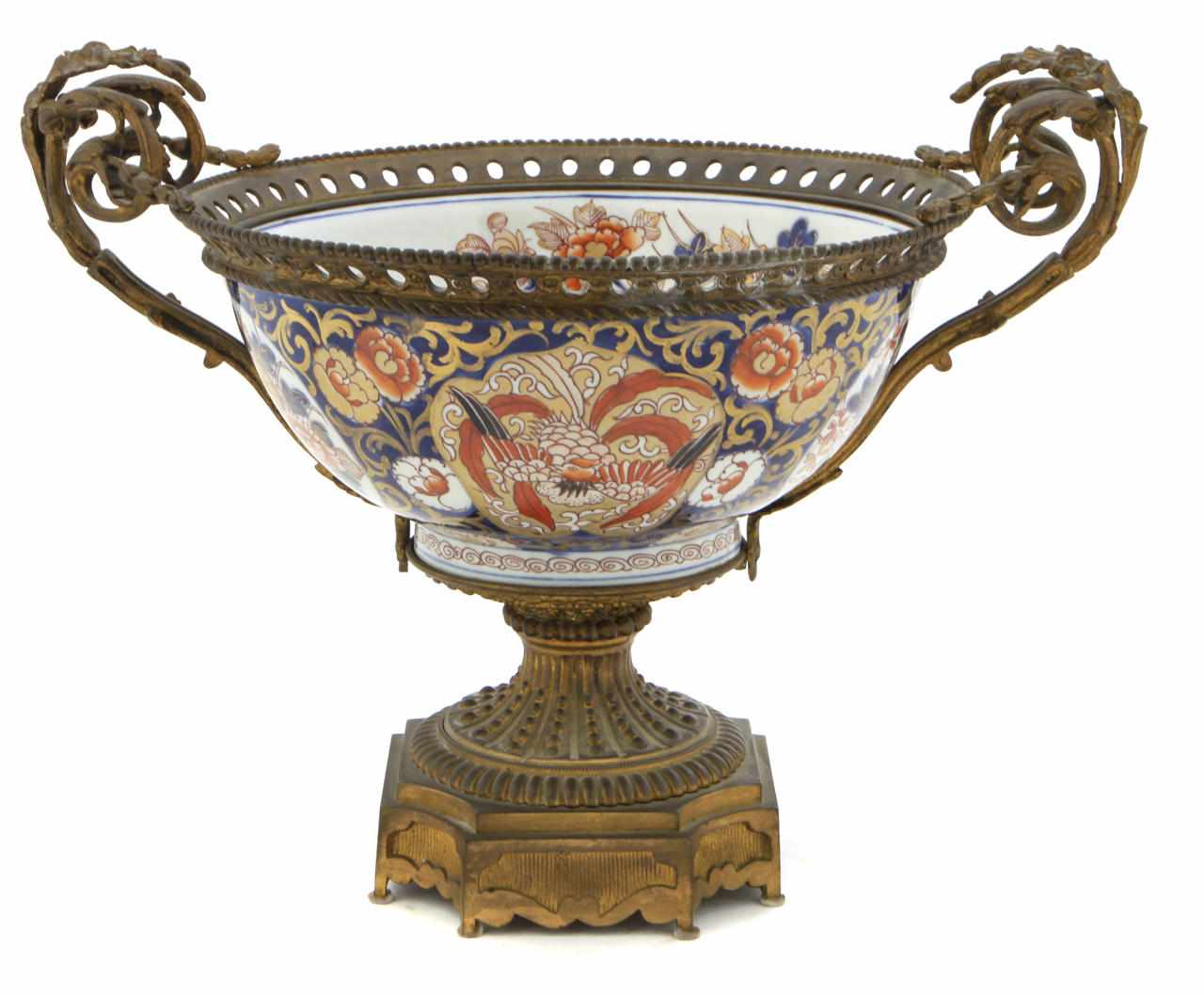 Appraisal: A French gilt bronze mounted Chinese porcelain center bowl height