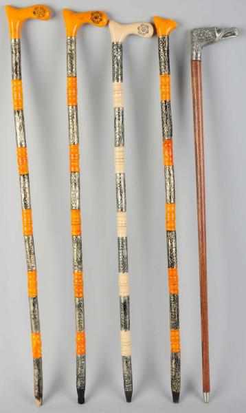 Appraisal: Lot of Contemporary Walking Stick Canes One out of the