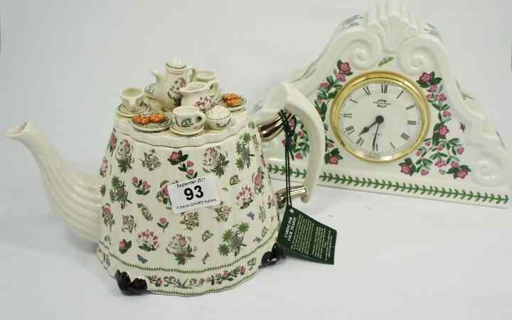 Appraisal: Large Portmeirion Mantle Clock and Large Teapot chipped