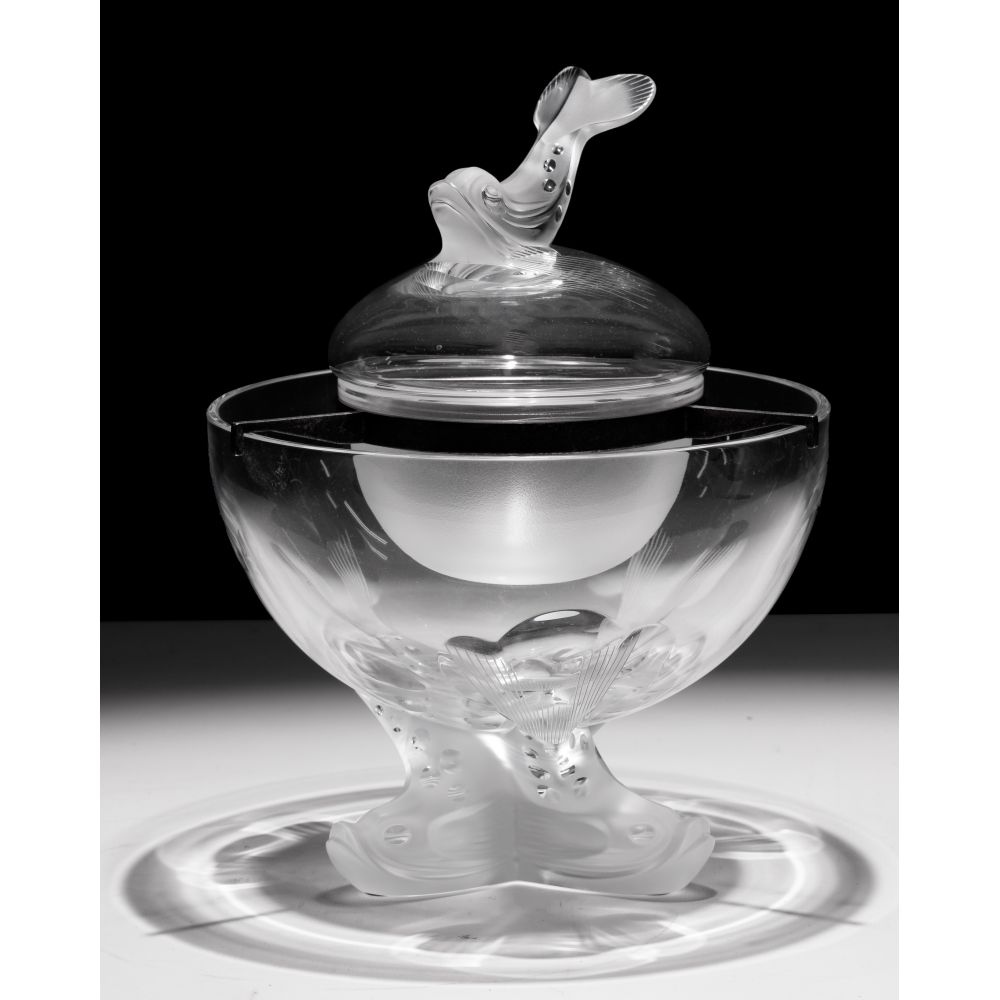 Appraisal: LALIQUE CRYSTAL IGOR CAVIAR SET -piece set including central caviar