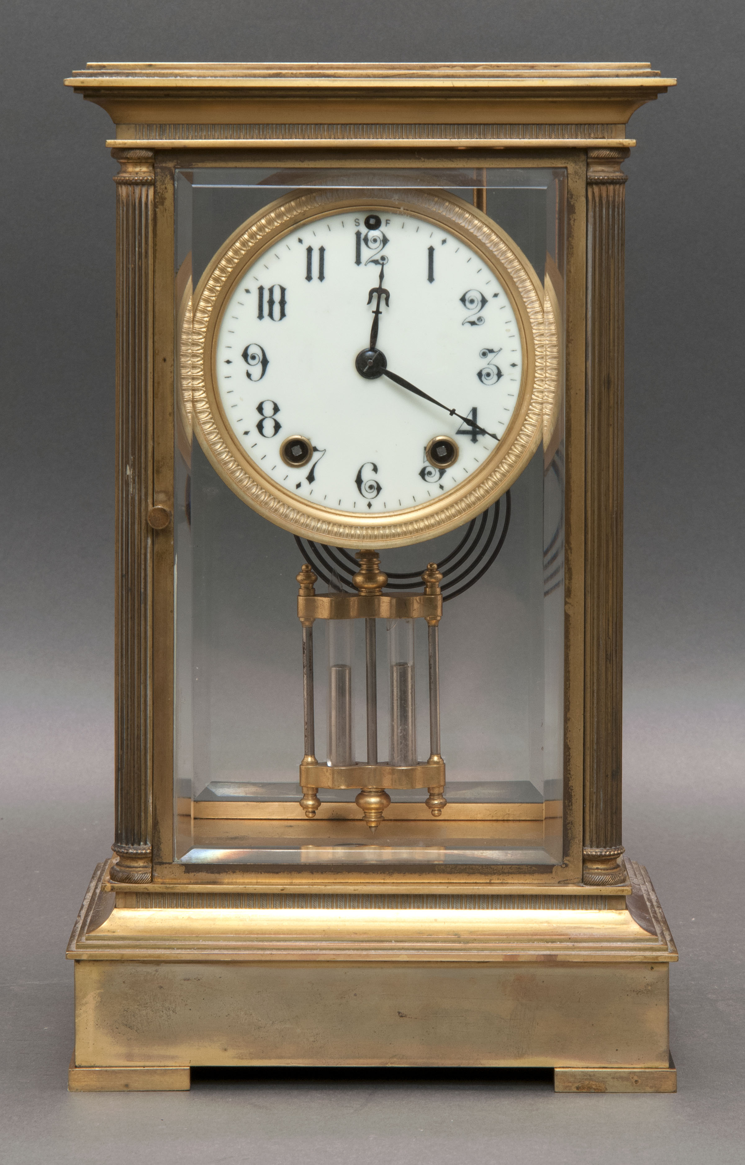 Appraisal: SETH THOMAS BRASS-CASED SHELF CLOCK Late th Early th CenturyPorcelain