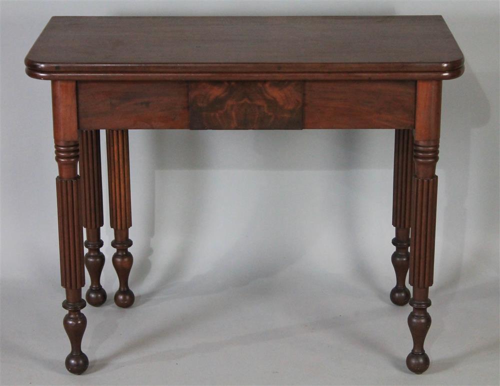 Appraisal: CLASSICAL STYLE CARVED MAHOGANY FLIP TOP TABLE mid-to-late th C