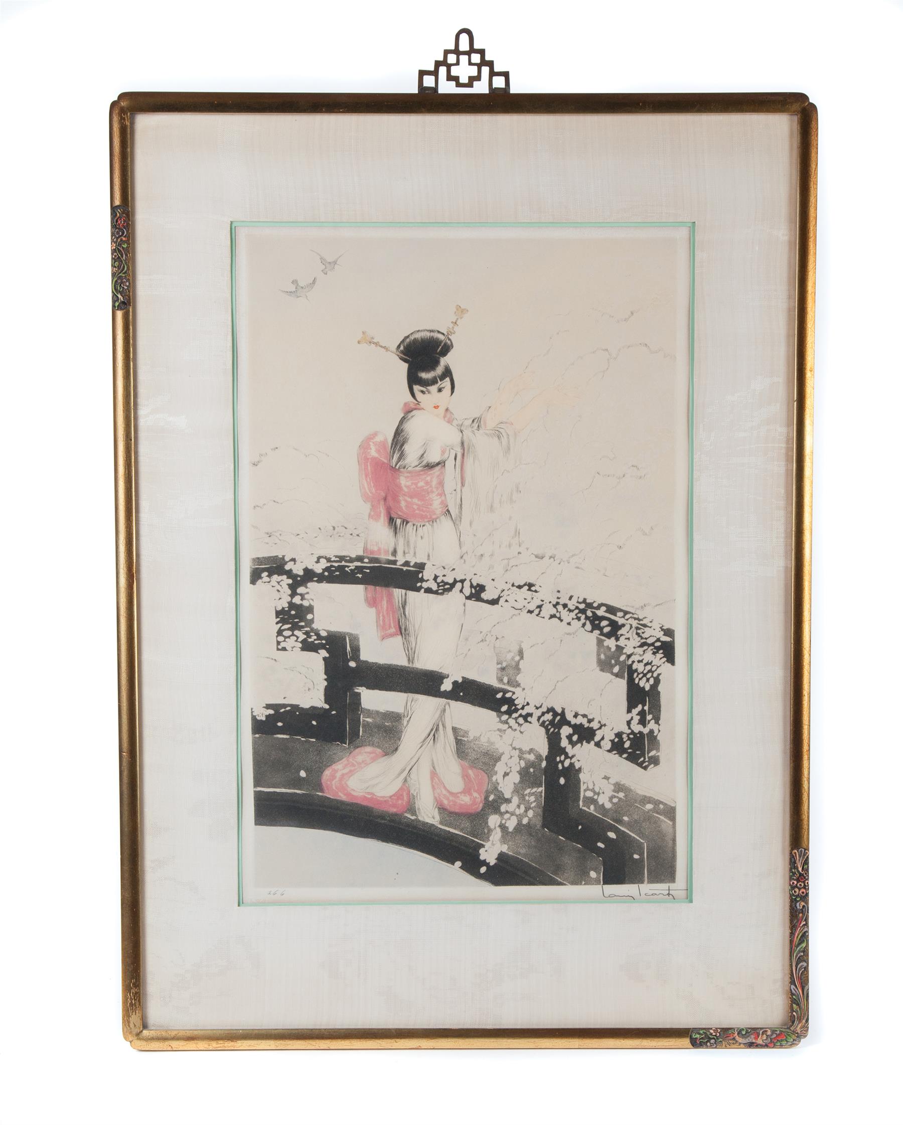 Appraisal: FRAMED AND MATTED WOODBLOCK PRINT SIGNED LOUIS ICART Twentieth century