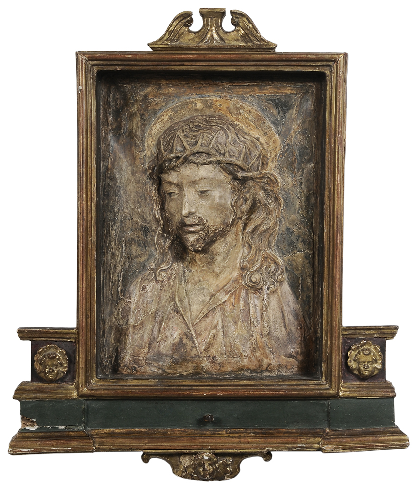 Appraisal: Italian School possibly early th century Head of Christ polychromed