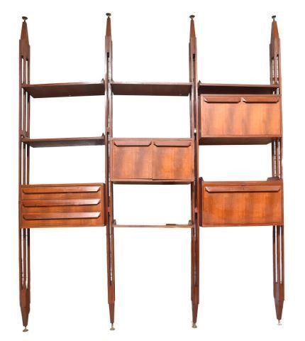 Appraisal: Italian mid-century modern teakwood three section bookcase c design by